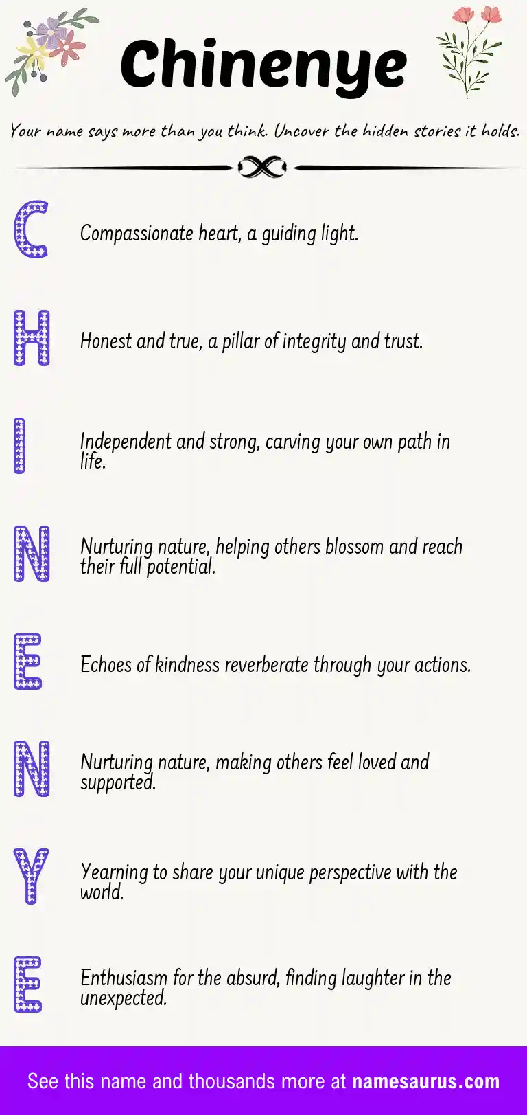 Acrostic poem about Chinenye.