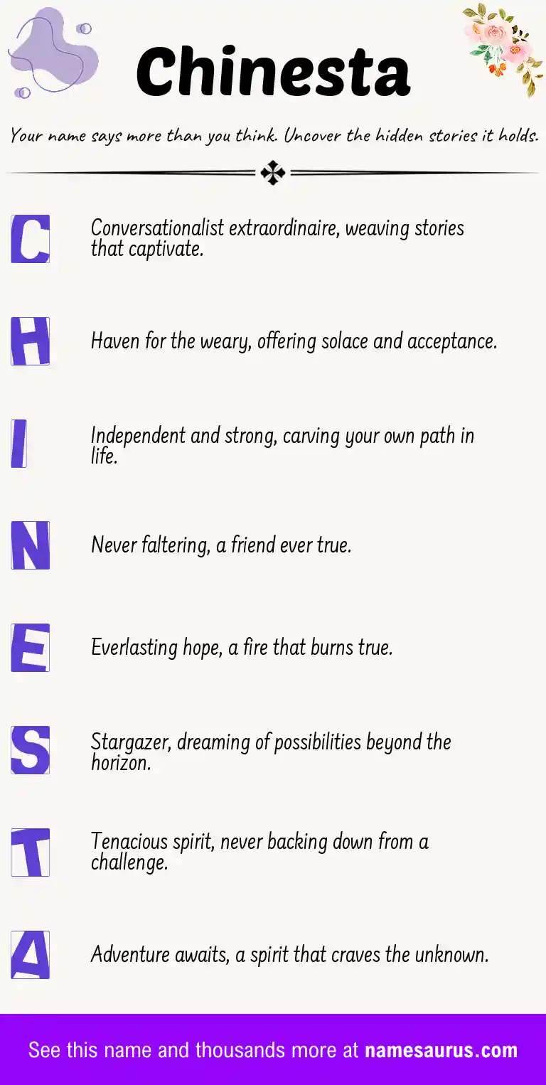 Acrostic poem about Chinesta.