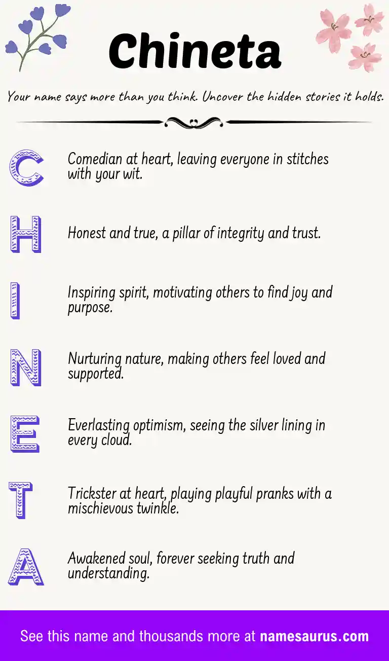 Acrostic poem about Chineta.