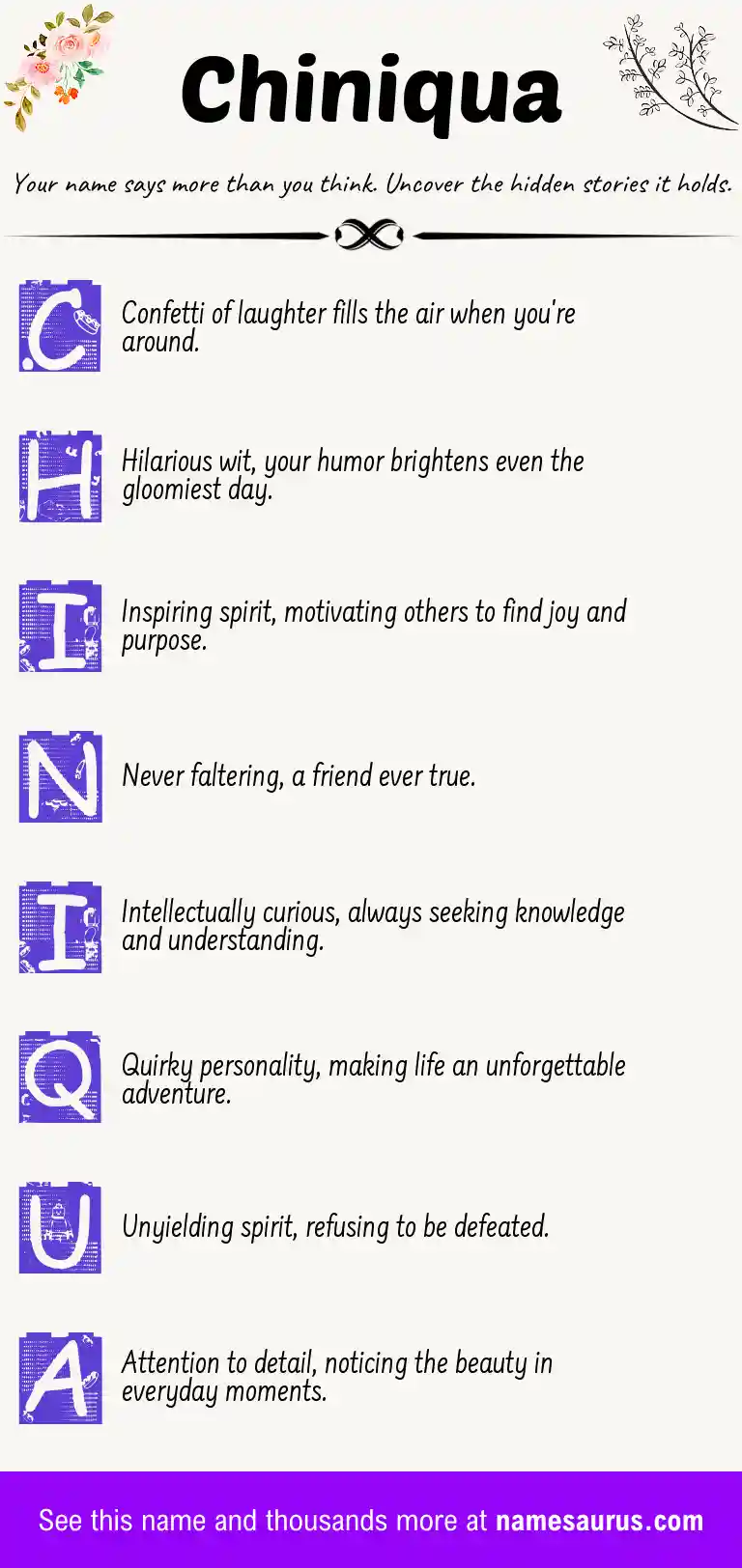 Acrostic poem about Chiniqua.
