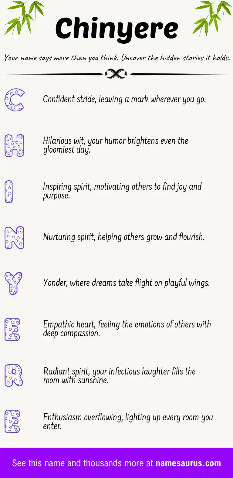 Acrostic poem about Chinyere.
