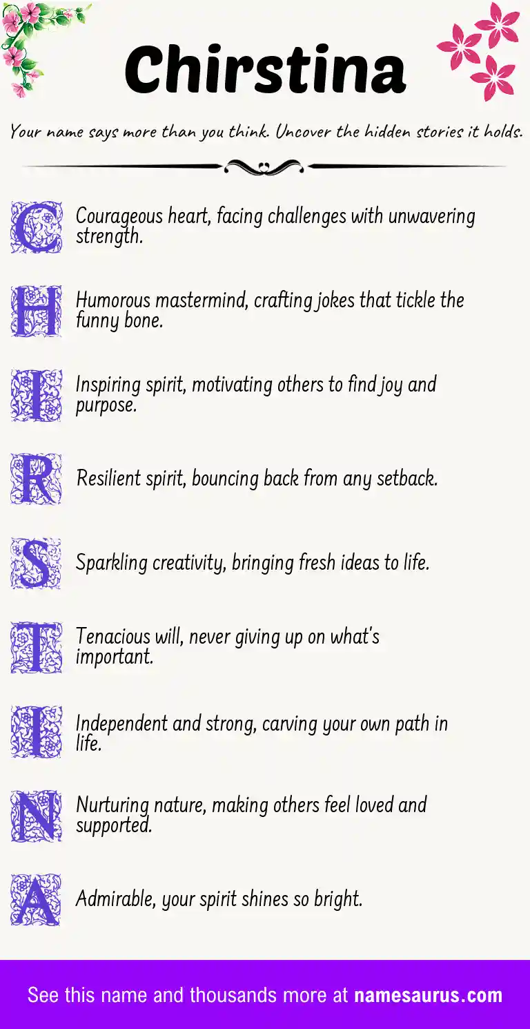 Acrostic poem about Chirstina.