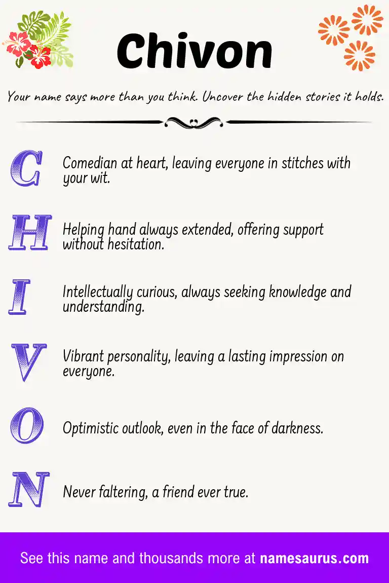 Acrostic poem about Chivon.