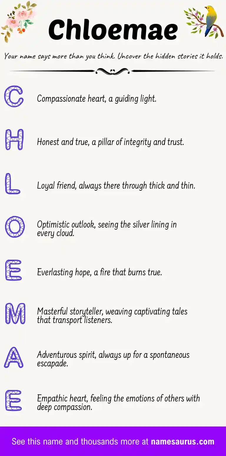 Acrostic poem about Chloemae.