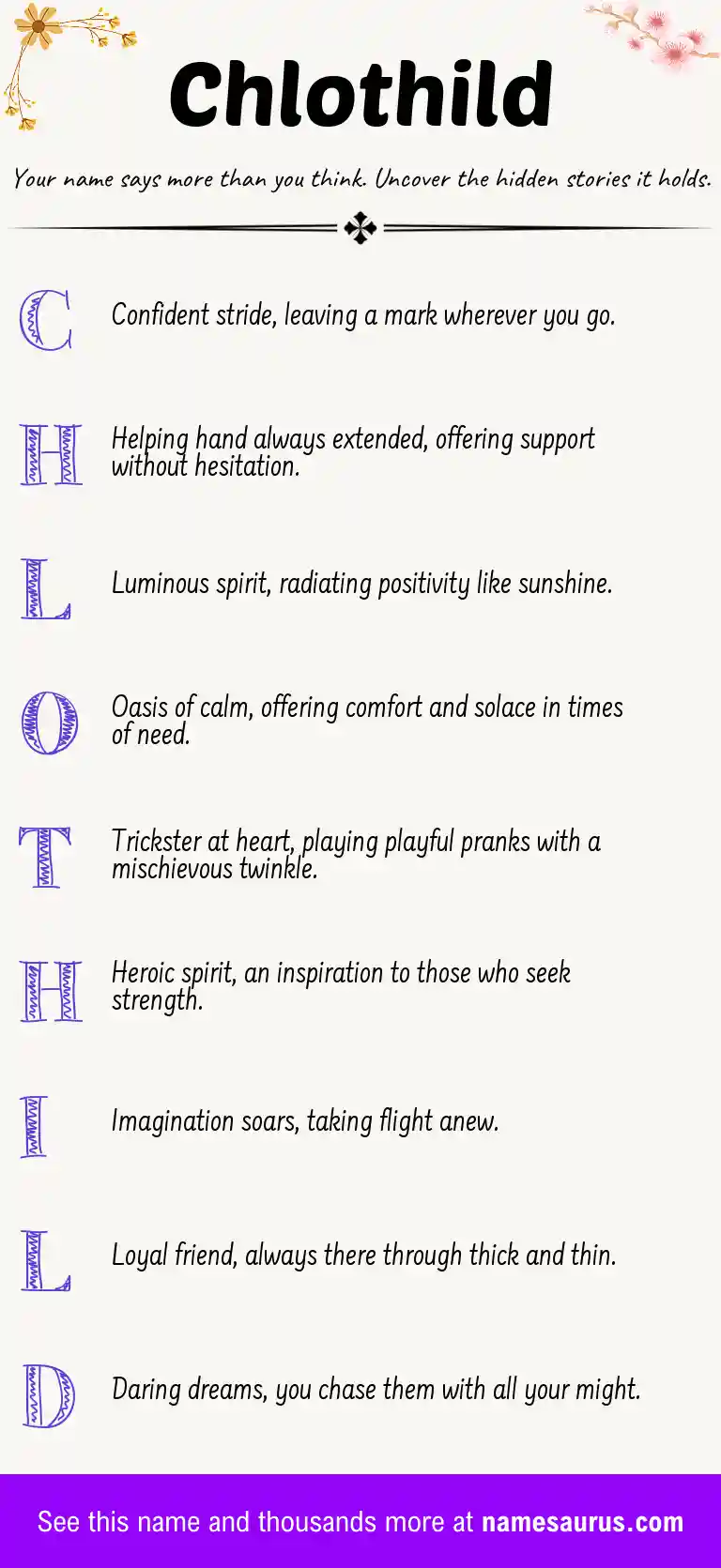 Acrostic poem about Chlothild.