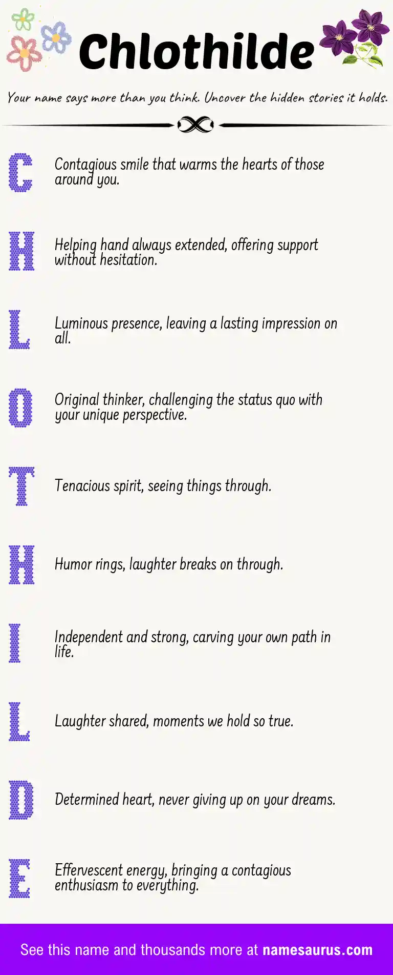 Acrostic poem about Chlothilde.