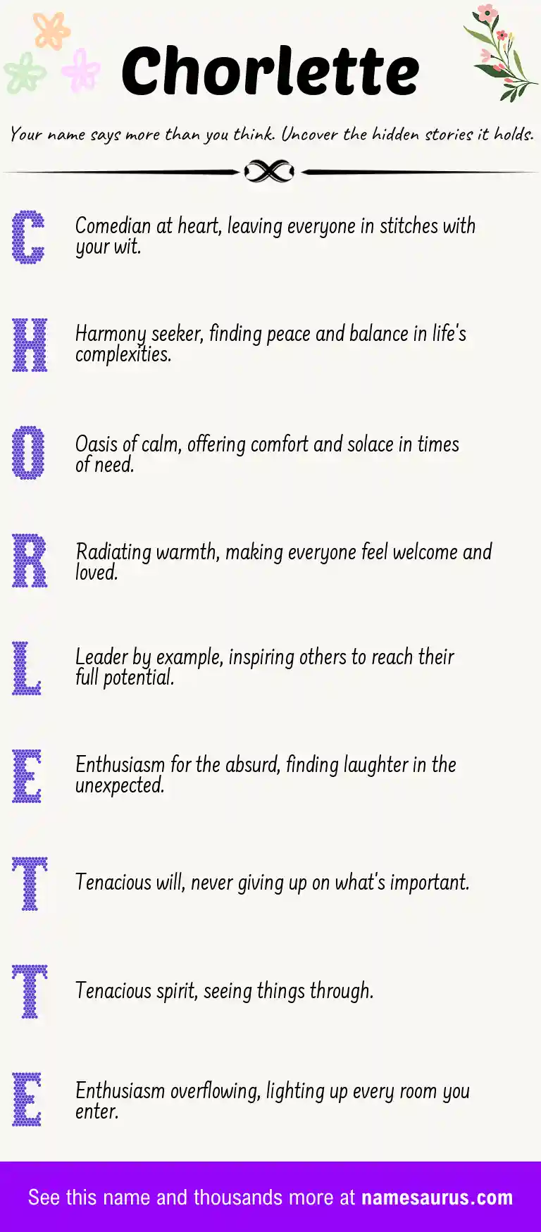 Acrostic poem about Chorlette.