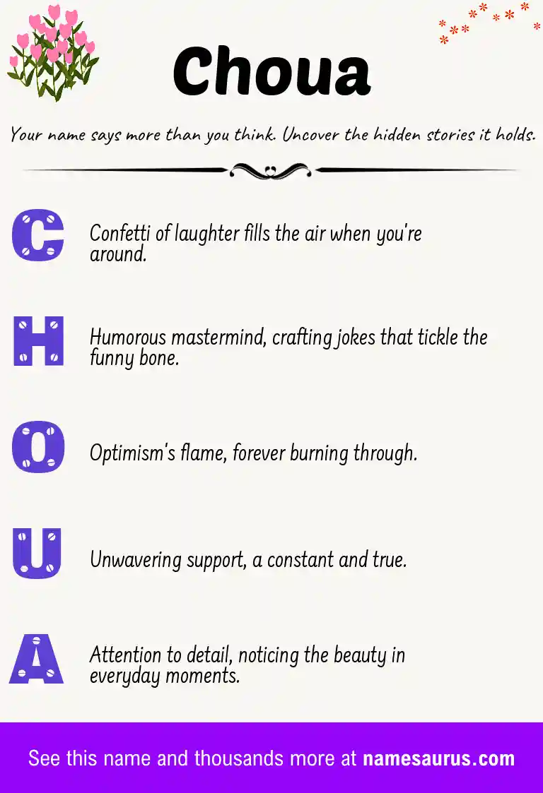 Acrostic poem about Choua.