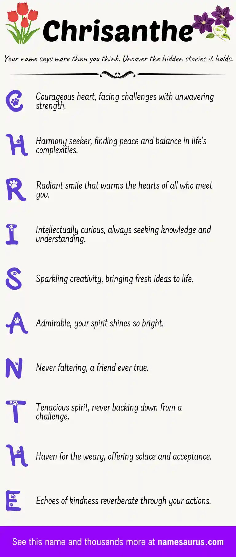 Acrostic poem about Chrisanthe.