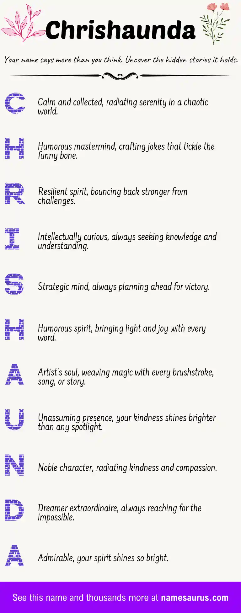 Acrostic poem about Chrishaunda.