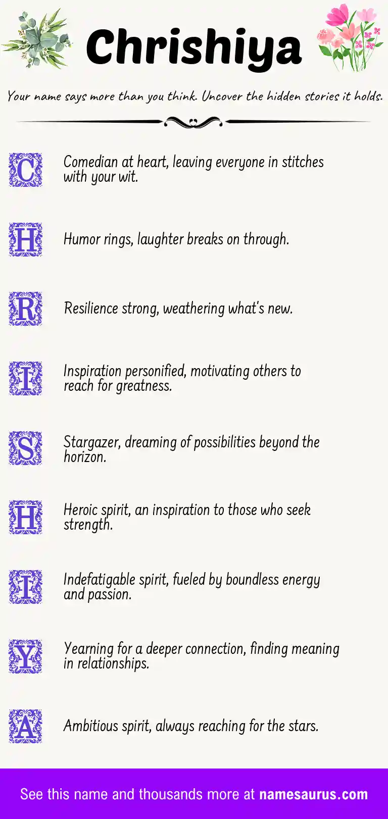 Acrostic poem about Chrishiya.