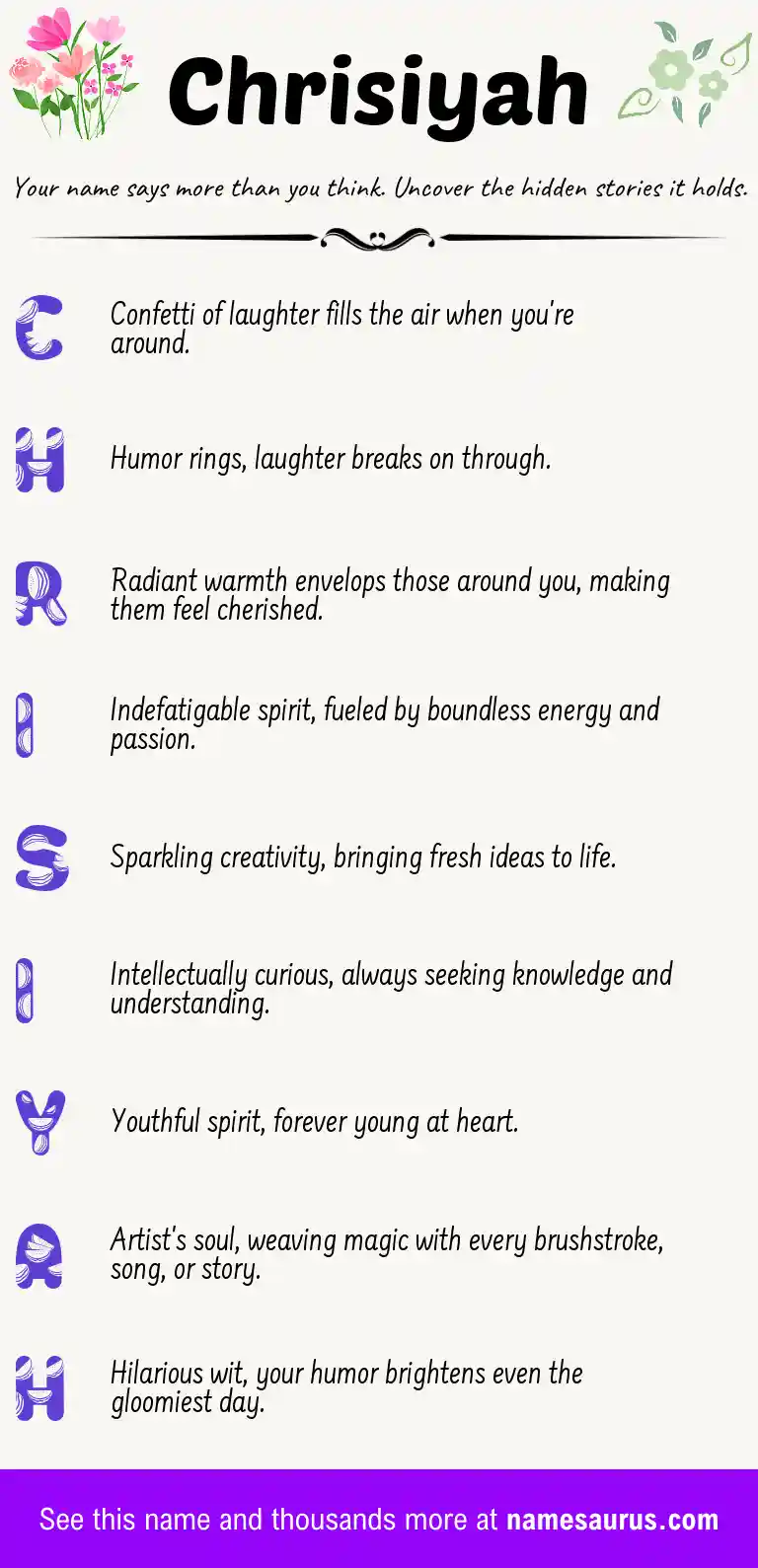 Acrostic poem about Chrisiyah.