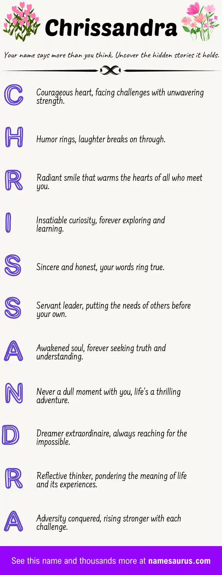 Acrostic poem about Chrissandra.