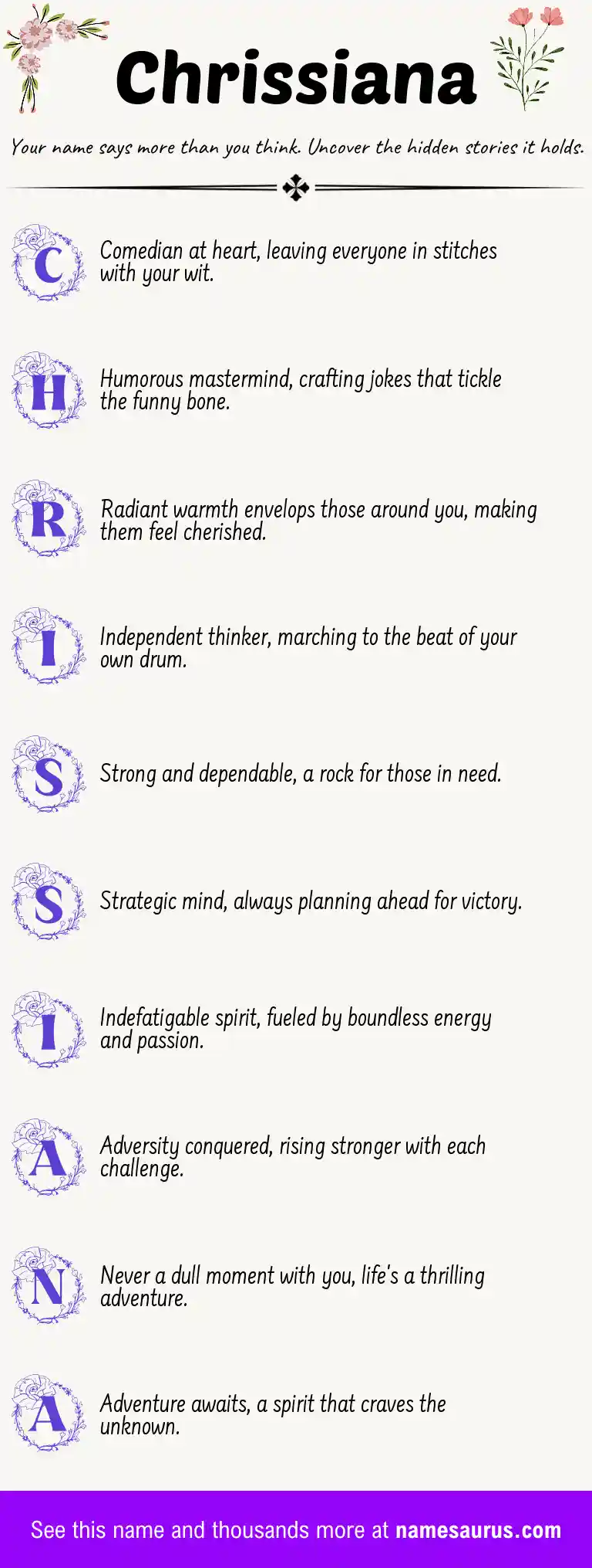 Acrostic poem about Chrissiana.