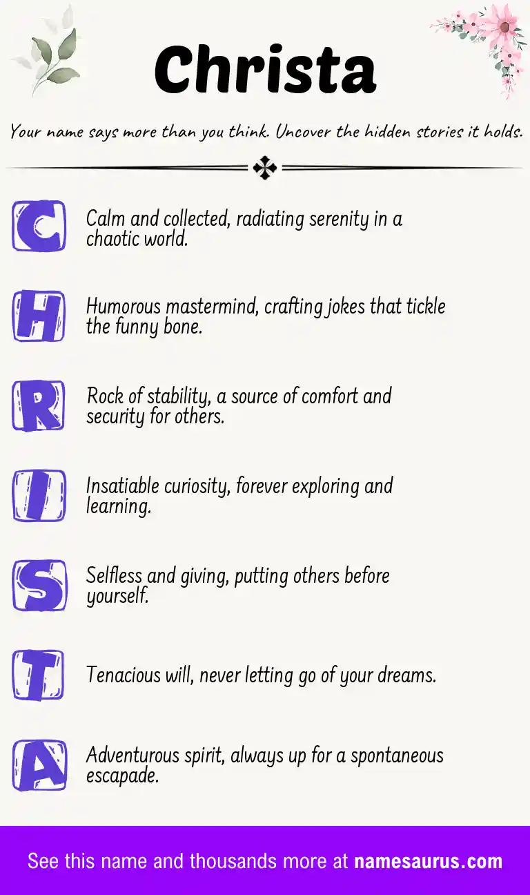 Acrostic poem about Christa.