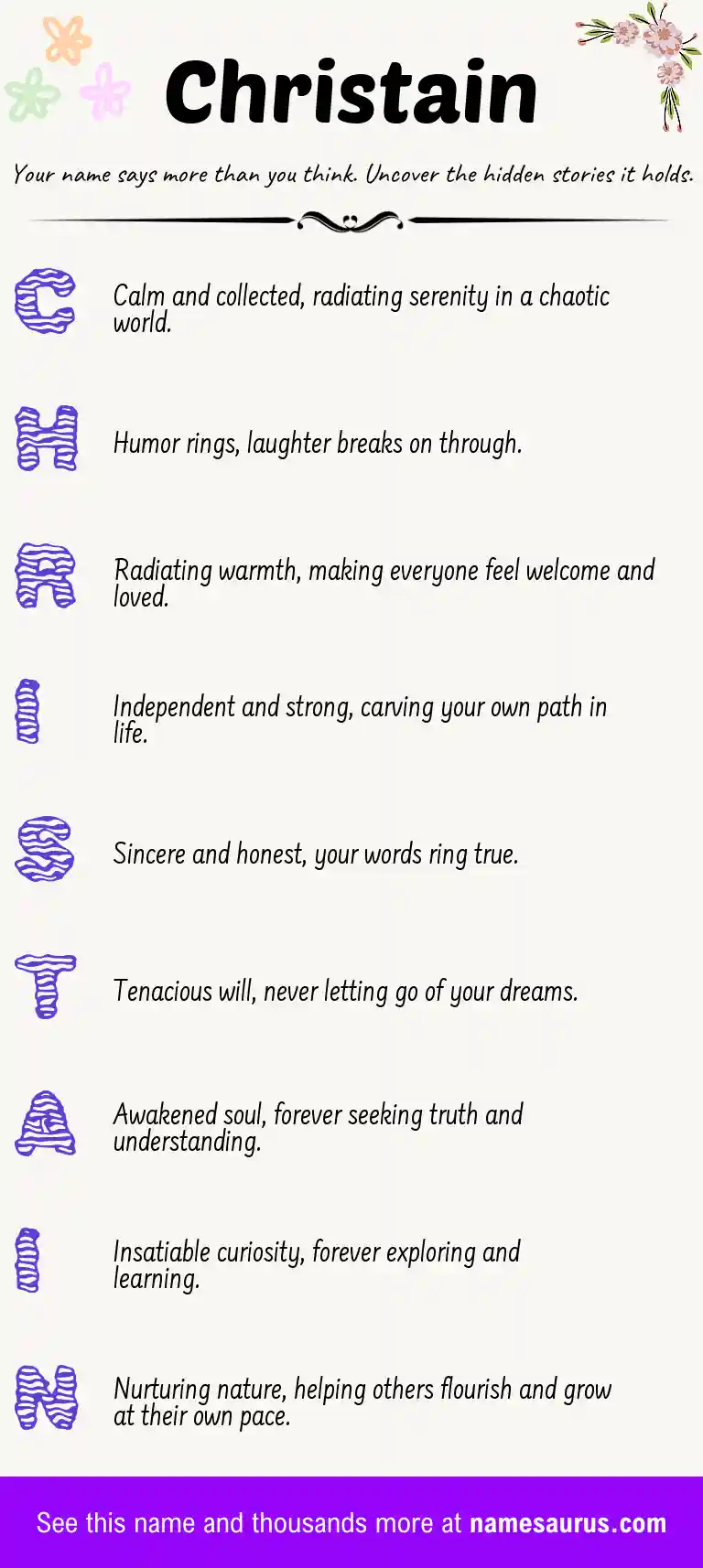 Acrostic poem about Christain.
