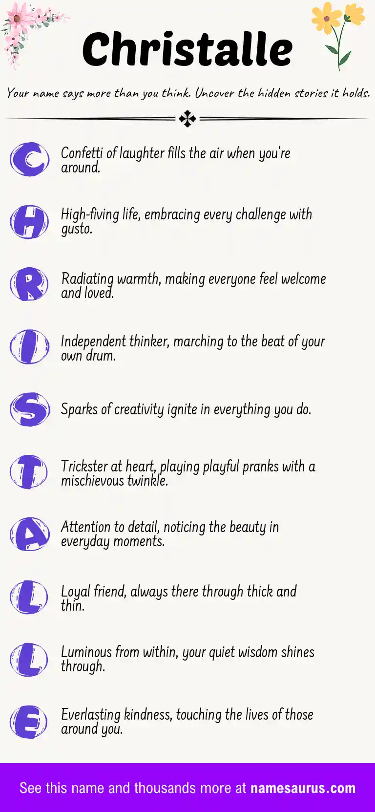 Acrostic poem about Christalle.