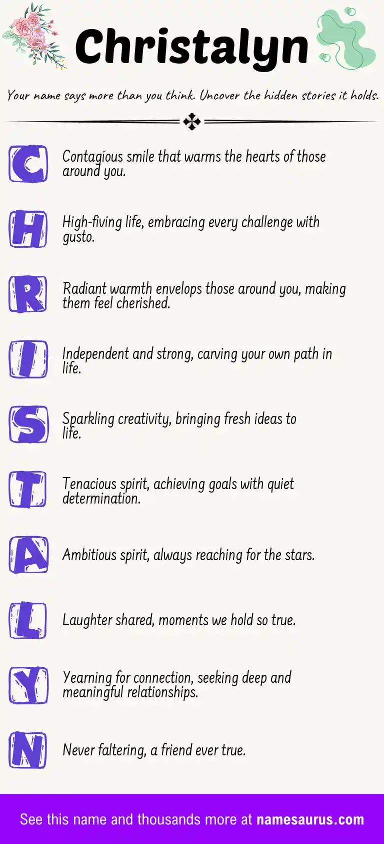 Acrostic poem about Christalyn.
