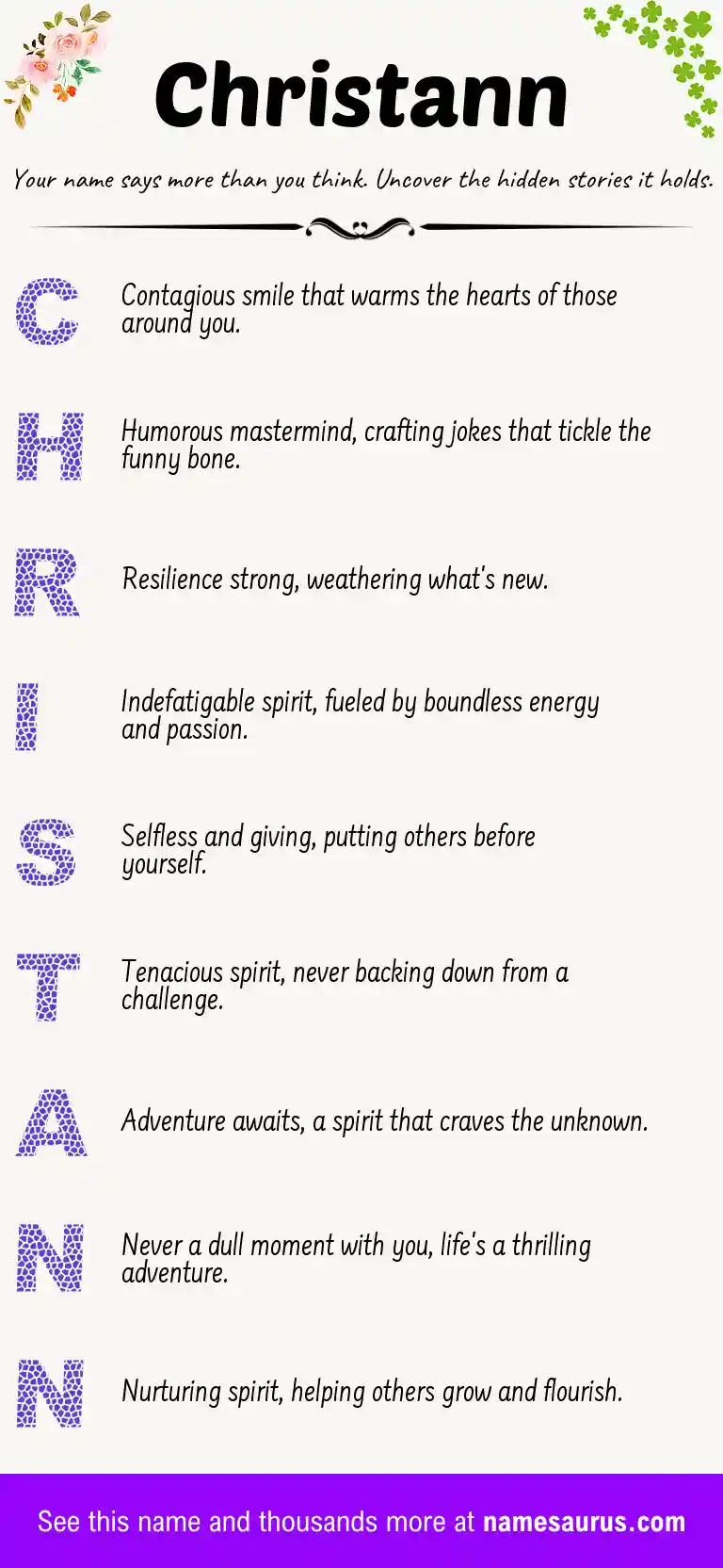 Acrostic poem about Christann.