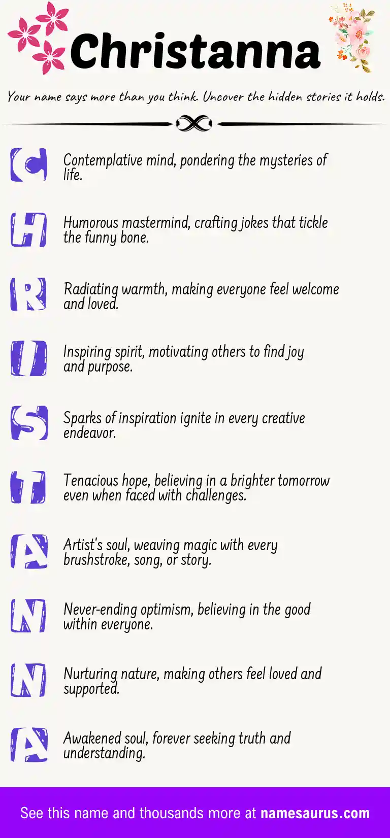 Acrostic poem about Christanna.