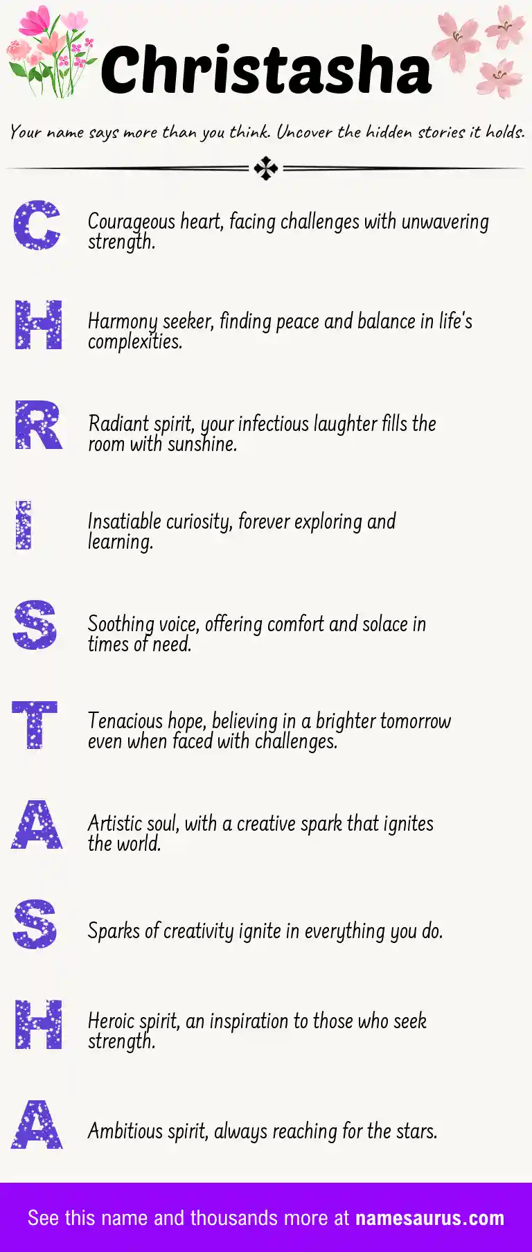 Acrostic poem about Christasha.