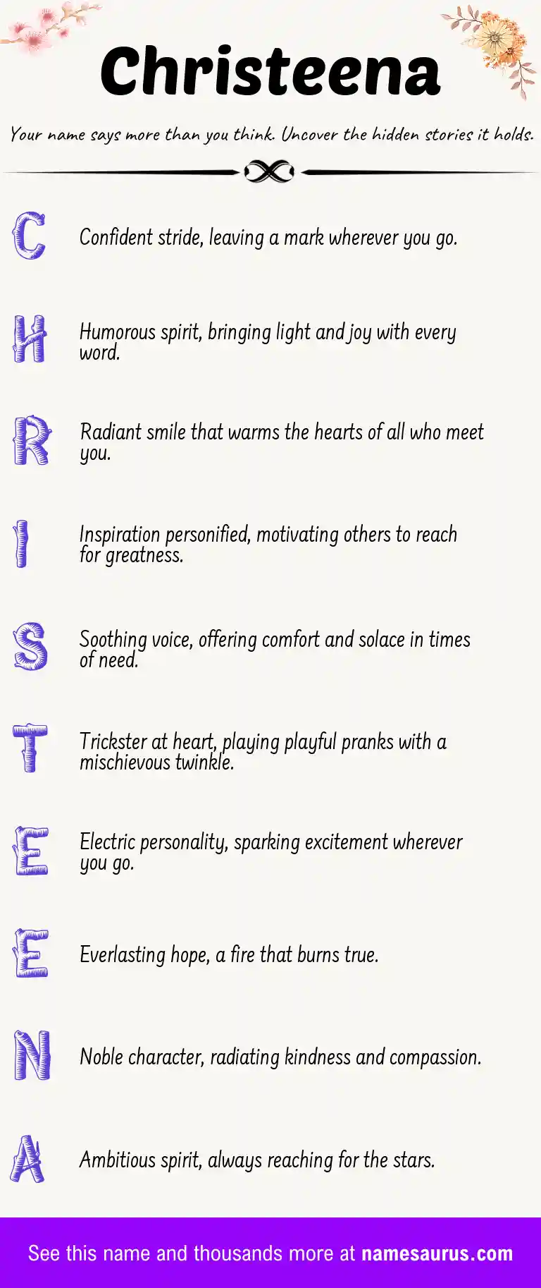 Acrostic poem about Christeena.