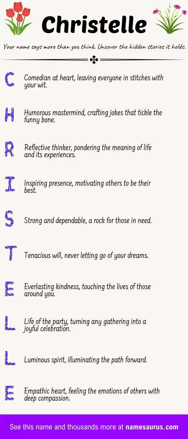 Acrostic poem about Christelle.