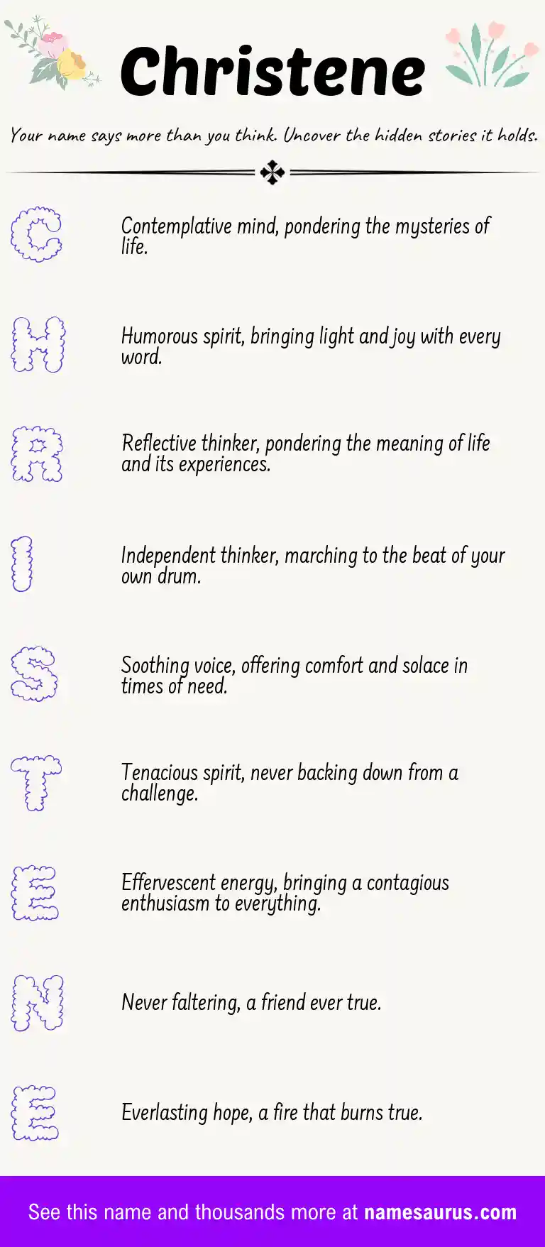 Acrostic poem about Christene.
