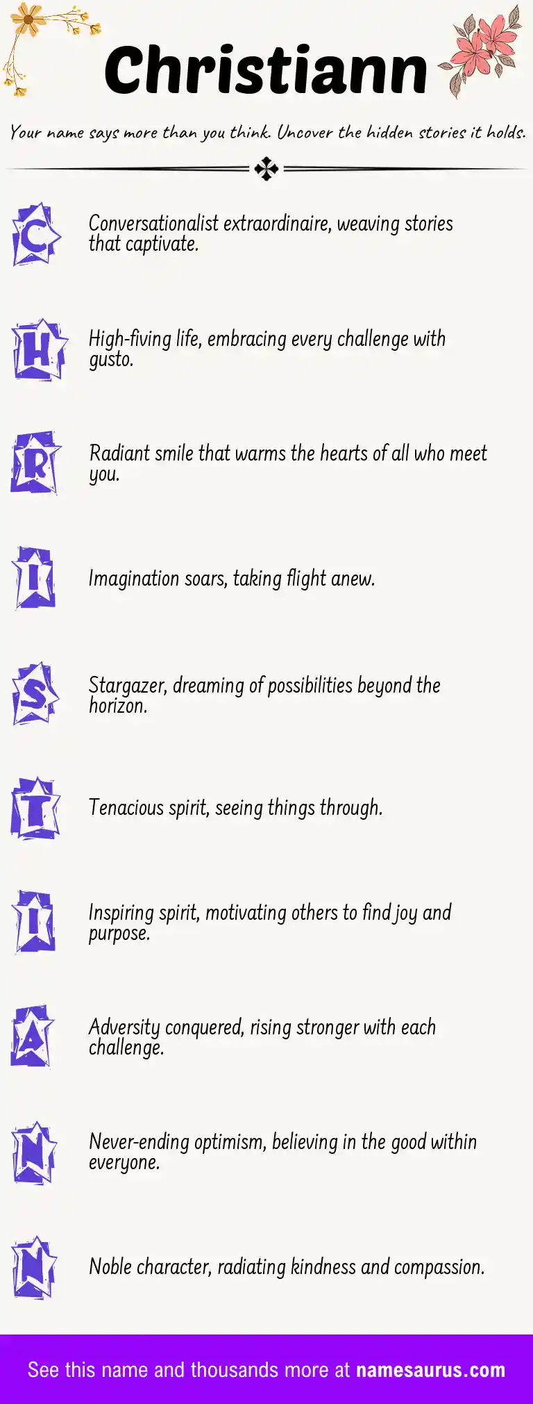 Acrostic poem about Christiann.