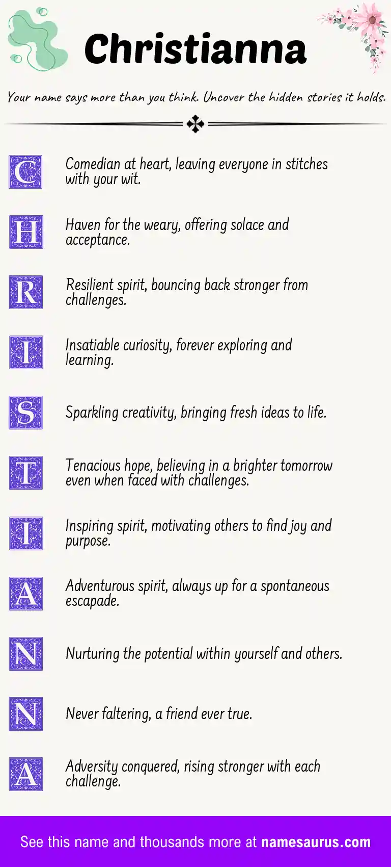 Acrostic poem about Christianna.
