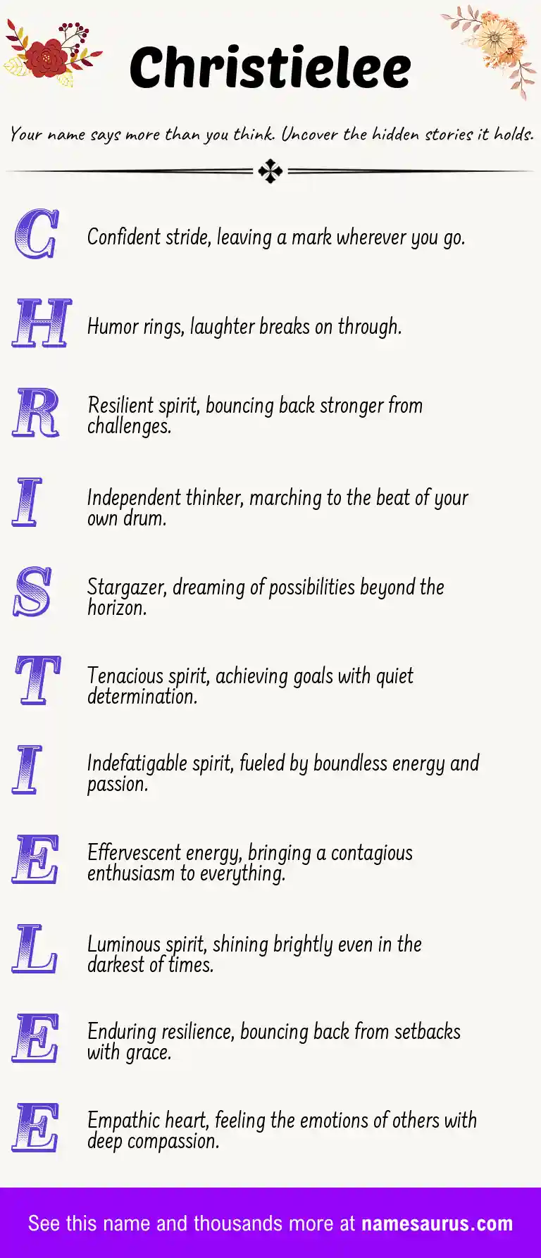 Acrostic poem about Christielee.