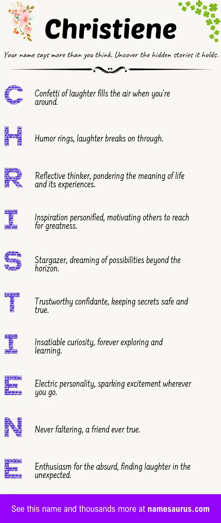 Acrostic poem about Christiene.