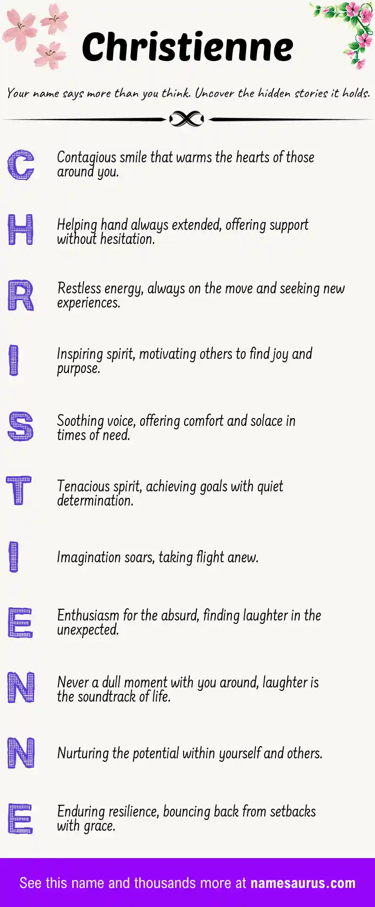 Acrostic poem about Christienne.