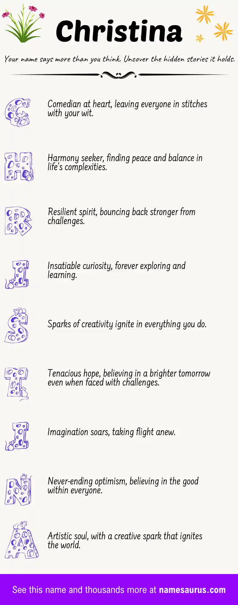 Acrostic poem about Christina.