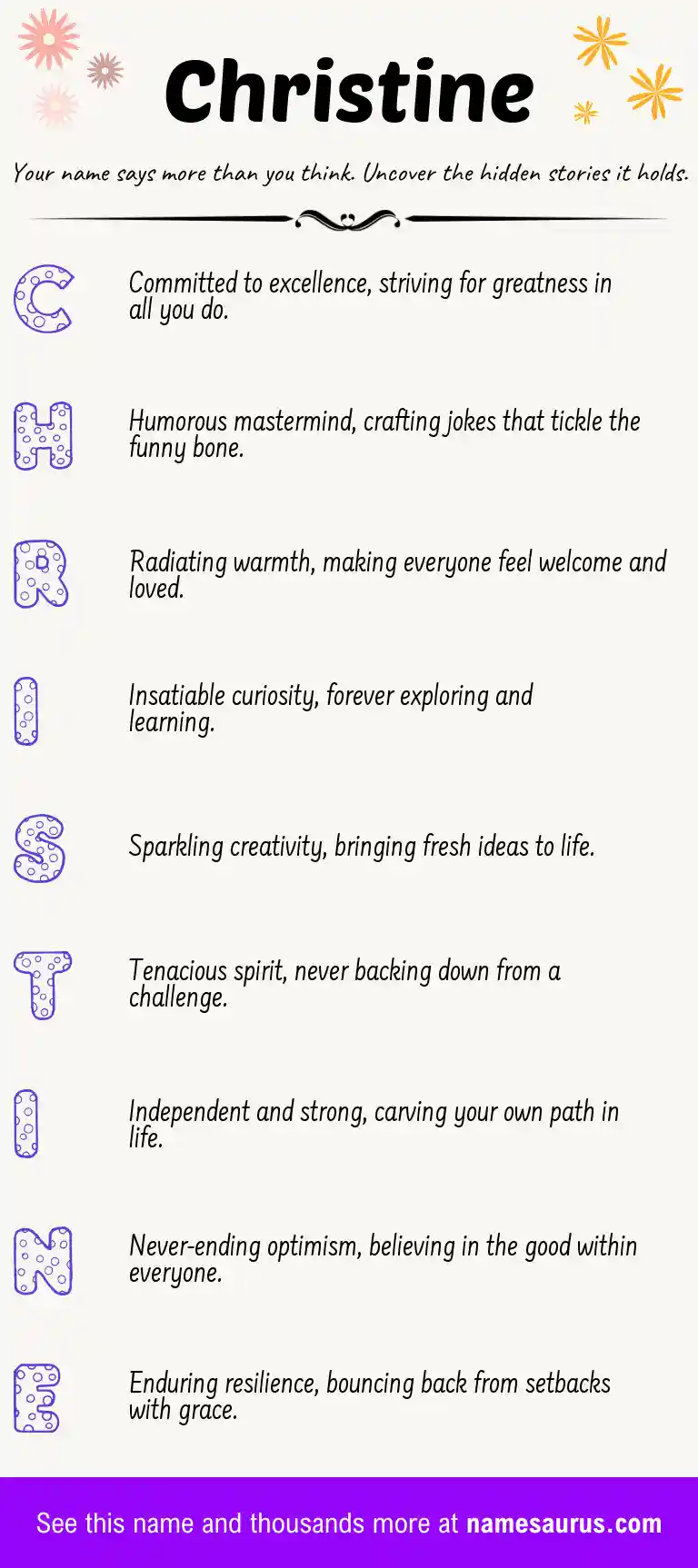 Acrostic poem about Christine.