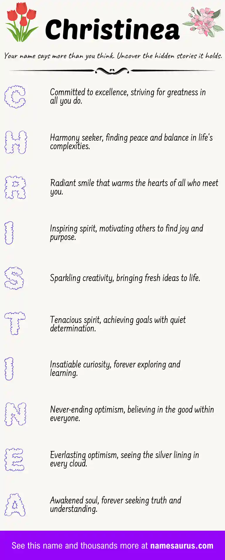 Acrostic poem about Christinea.