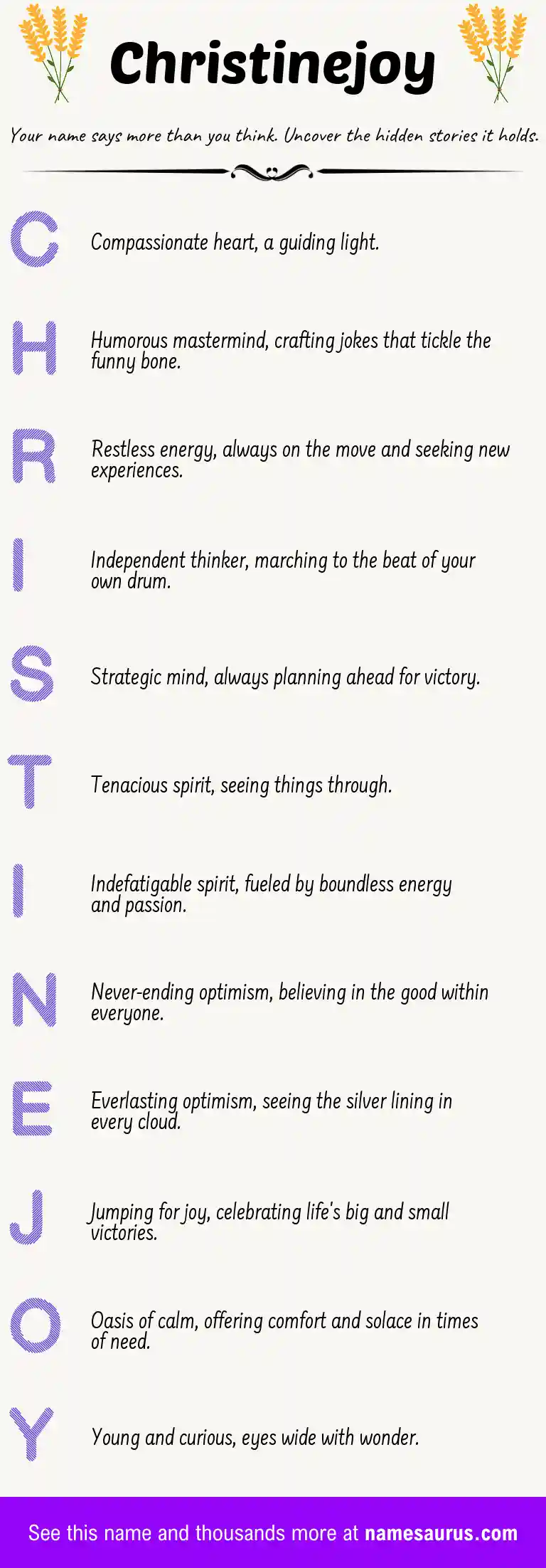 Acrostic poem about Christinejoy.