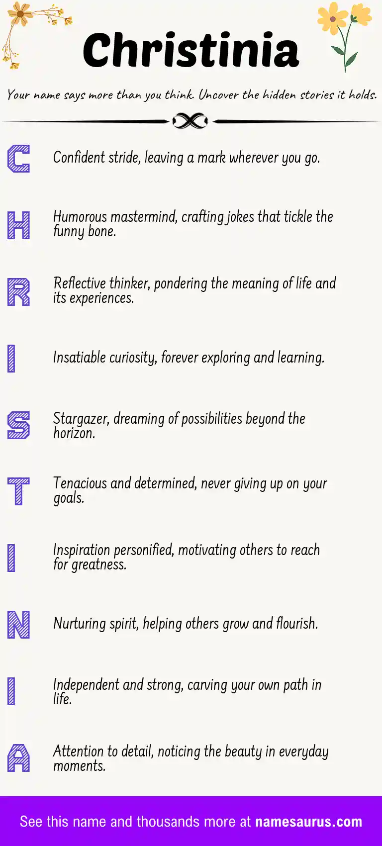 Acrostic poem about Christinia.