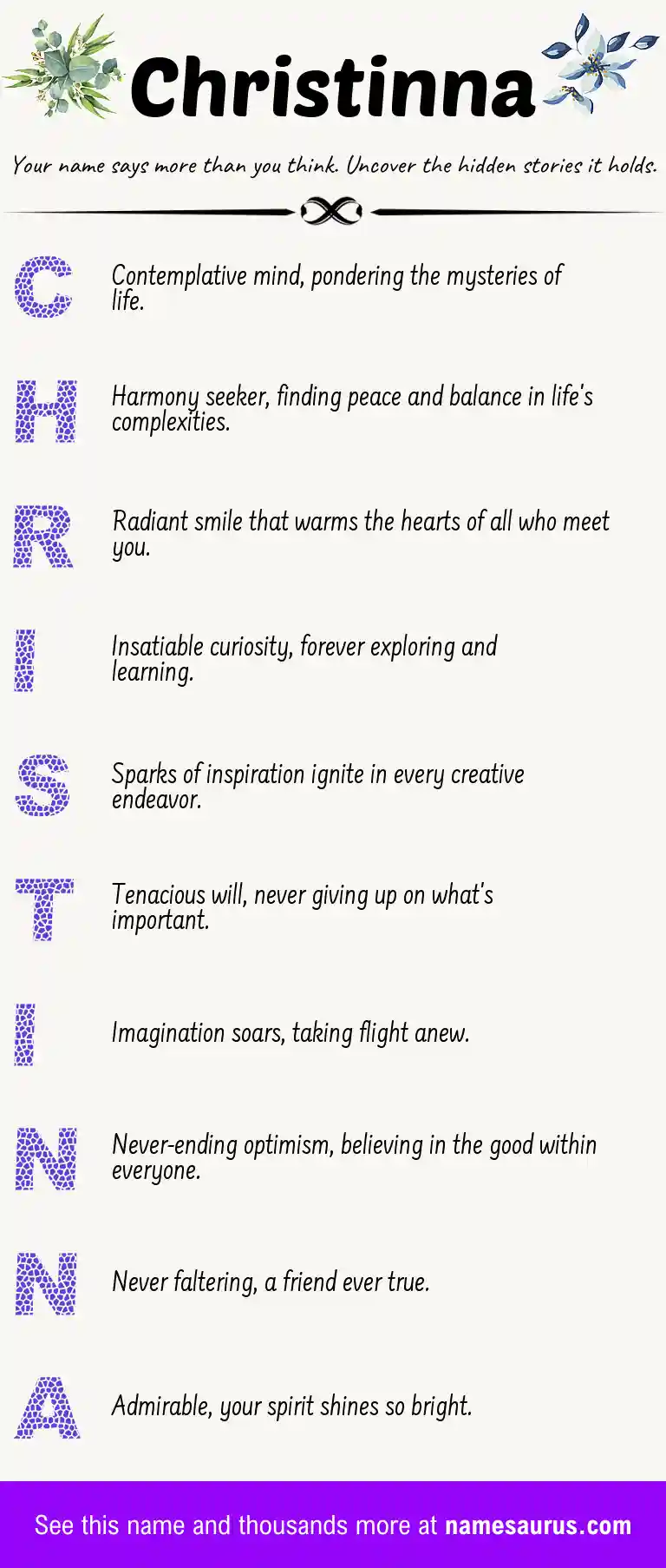 Acrostic poem about Christinna.