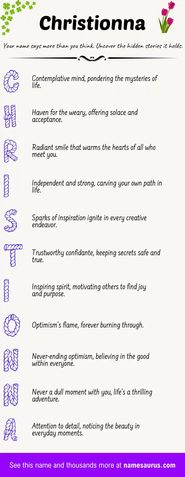 Acrostic poem about Christionna.