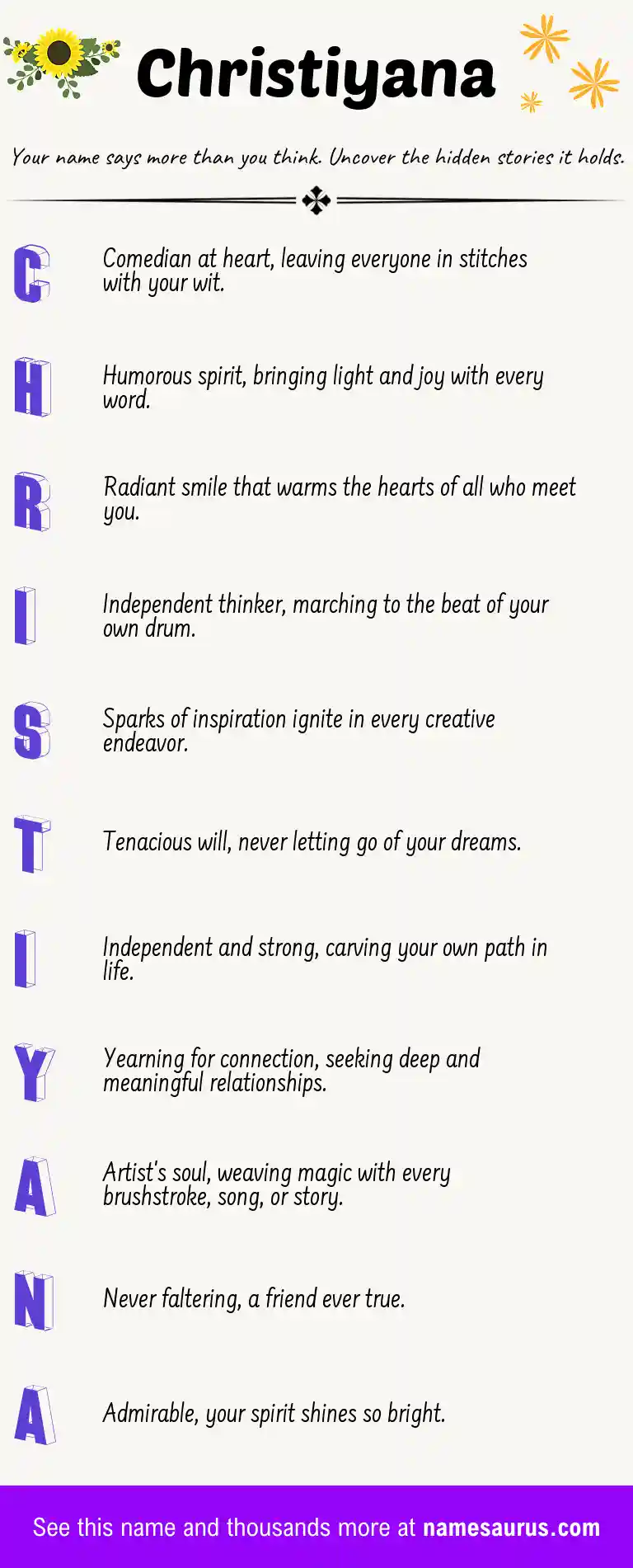 Acrostic poem about Christiyana.