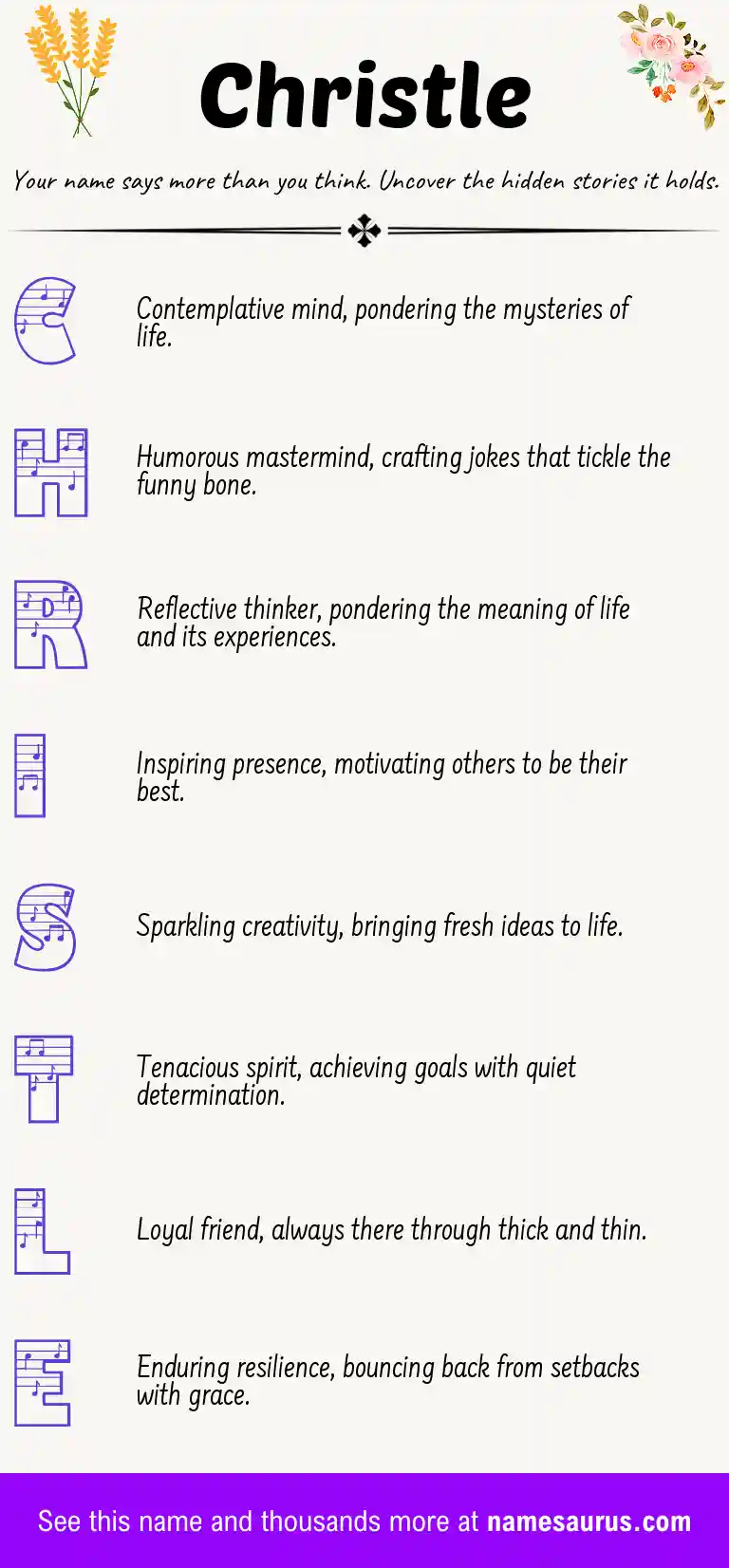 Acrostic poem about Christle.