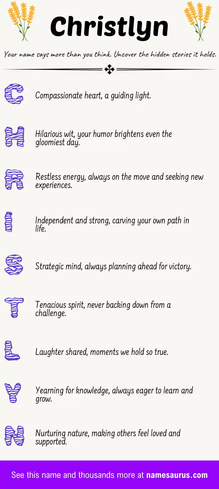 Acrostic poem about Christlyn.