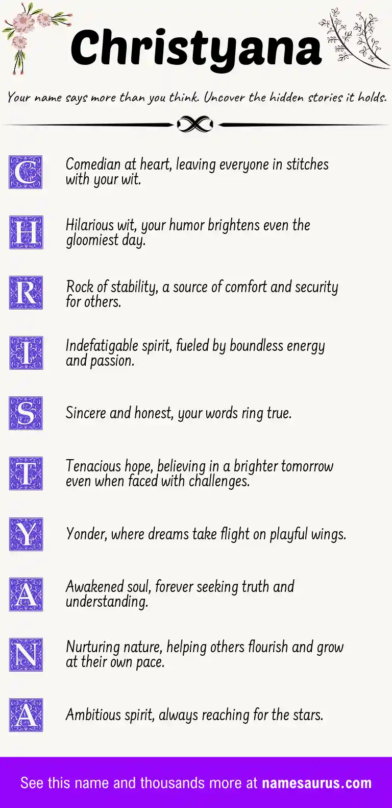 Acrostic poem about Christyana.