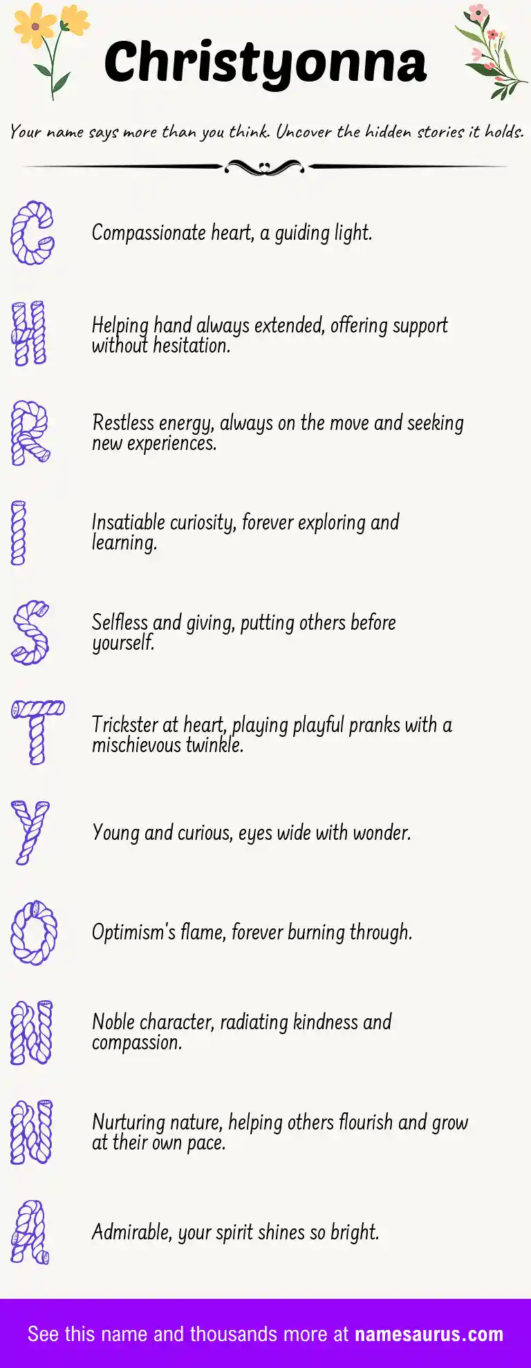 Acrostic poem about Christyonna.