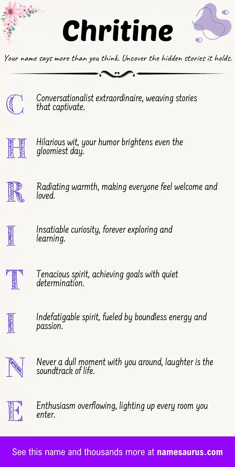 Acrostic poem about Chritine.