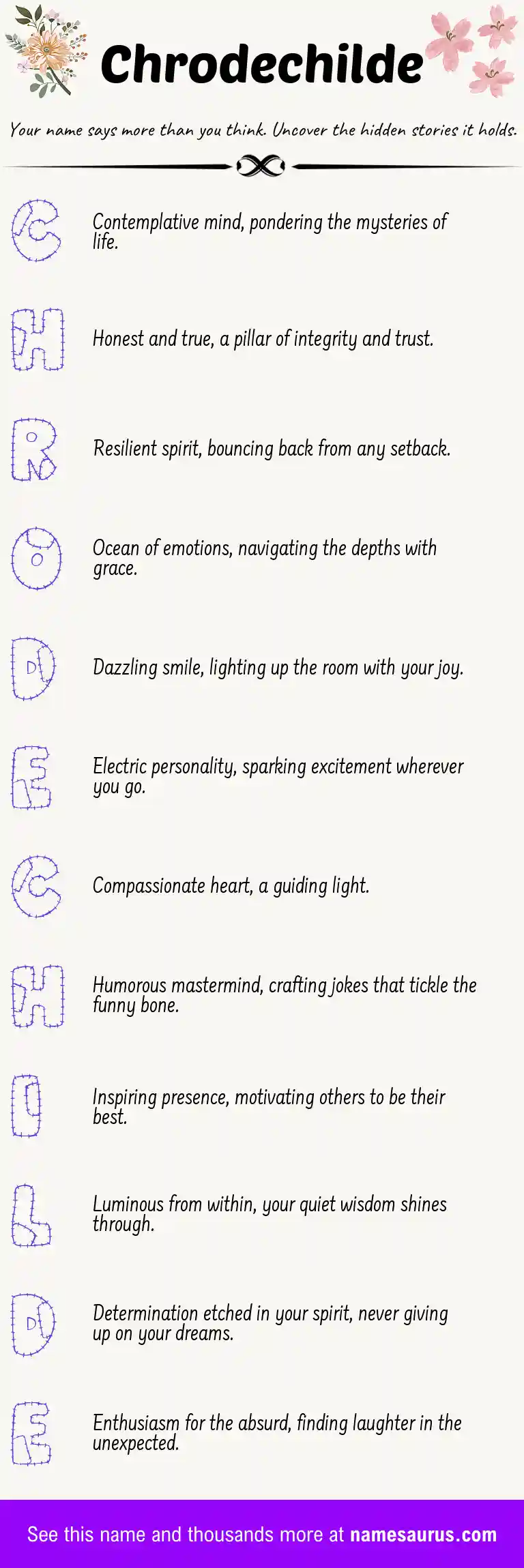 Acrostic poem about Chrodechilde.
