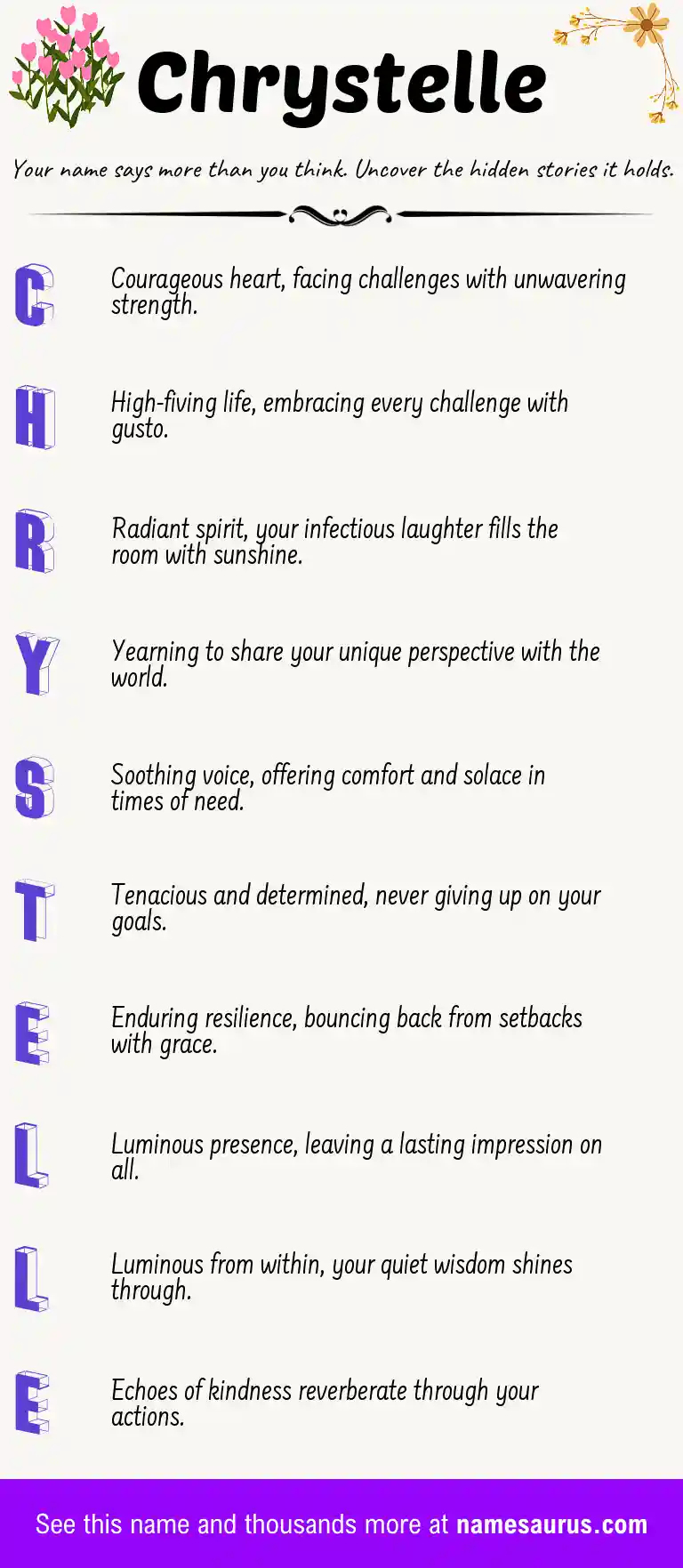 Acrostic poem about Chrystelle.
