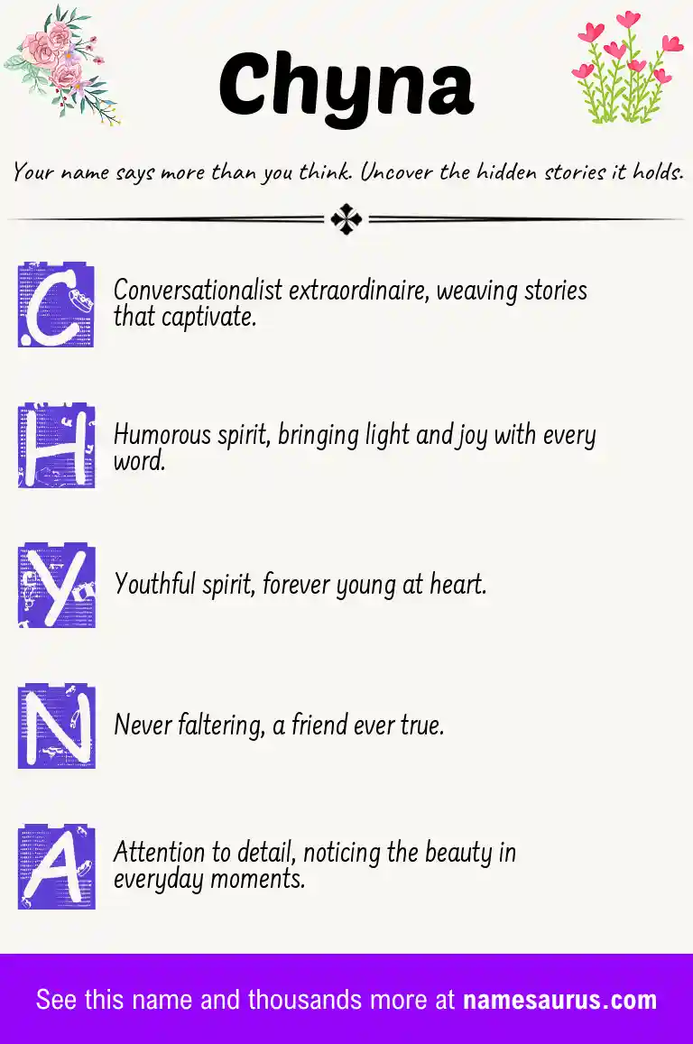 Acrostic poem about Chyna.
