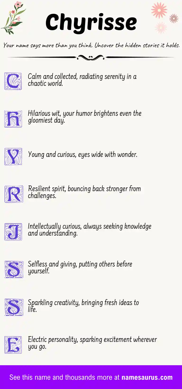Acrostic poem about Chyrisse.